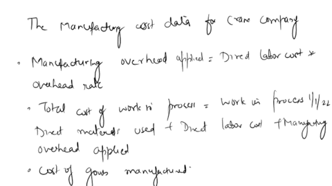 manufacturing-cost-data-for-crane-companywhich-uses-a-job-order-cost-systemare-presented-below-indicate-the-missing-amount-for-each-letterassume-that-in-all-cases-manufacturing-overhead-is-a-31678