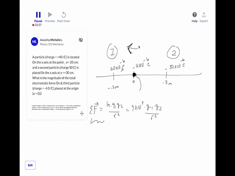 a-particle-charge-40-c-is-located-on-the-x-axis-at-the-point-_-x-20-cm-and-a-second-particle-charge-s0-c-is-placed-0n-the-x-axis-at-x-30-cm-what-is-the-magnitude-of-the-total-electrostatic-f-19985