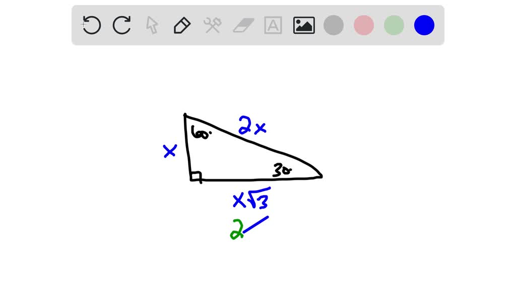 SOLVED The hypotenuse of a 30°60°90° triangle measures 30 inches. What is the length of the