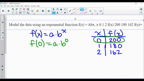 model-the-data-using-an-exponential-function-fx-abx-x-0-1-2-fx-200-180-162-fx-11114