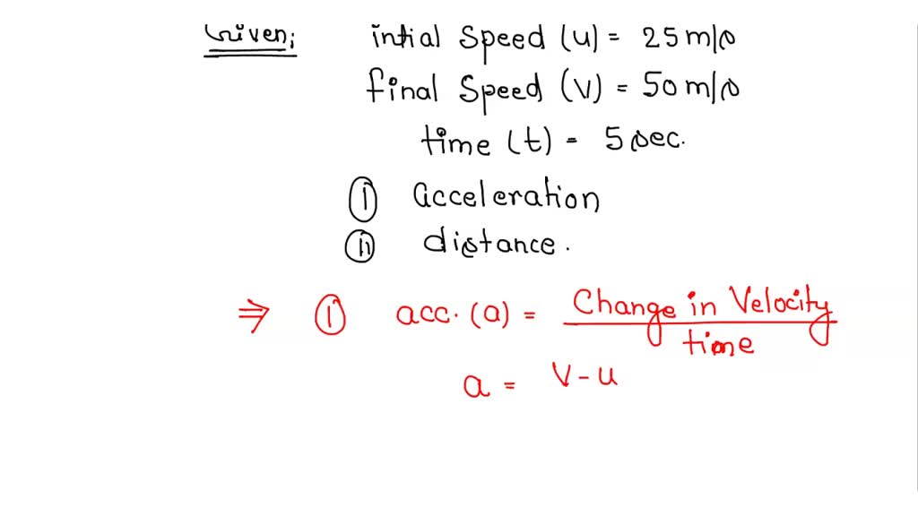 SOLVEDA race car accelerates uniformly from 25 m/s to 50 m/s in 5