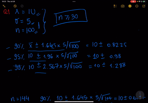 1-develop-90-95-and-99-confidence-intervals-for-population-mean-when-sample-mean-is-10-with-the-sample-size-of-100-population-standard-deviation-is-known-to-be-5-2-suppose-that-sample-size-c-14093