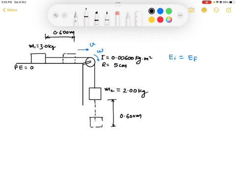 question-12-5-pts-in-the-figure-two-blocks-of-masses-200-kg-and-300-kg-are-connected-by-a-light-string-that-passes-over-a-frictionless-pulley-of-moment-of-inertia-000600-kg-m-and-radius-500-33411