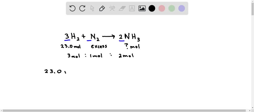 SOLVED: Consider the following reaction: 3 H2 (g) + N2 (g) â†’ 2 NH3 (g ...