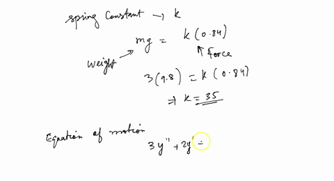 a-3-kg-mass-is-attached-to-a-spring-hanging-from-the-ceiling-thereby-causing-the-spring-to-stretch-84-m-upon-coming-to-rest-at-equilibrium-at-time-t-0-an-external-force-of-ft-2cos3t-n-is-app-18666