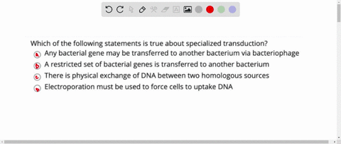 which-of-the-following-statements-is-true-about-specialized-transduction-any-bacterial-gene-may-be-transferred-to-another-bacterium-via-bacteriophage-a-restricted-set-of-bacterial-genes-is-t-75528