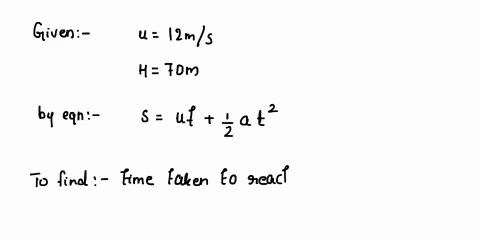 a-stone-is-thrown-vertically-upward-with-a-speed-of-12ms-from-the-edge-of-a-cliff-70-m-high-a-how-much-later-it-reaches-the-bottom-of-the-cliff-b-what-is-its-speed-just-before-hitting-and-c-66433