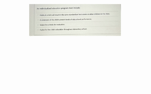 an-individualized-education-program-must-include-methods-which-will-result-in-the-same-standardised-test-scores-as-other-children-in-the-class-a-statement-of-the-childs-present-levels-of-educational-p
