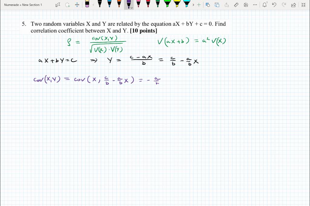 SOLVED: 5 Two random variables X and Y are related by the equation aX ...