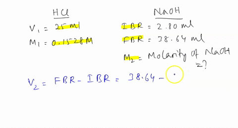 a-sodium-hydroxide-solution-was-standardized-by-titrating-2500-ml-of-01528-m-hydrochloric-acid-the-initial-buret-reading-of-the-sodium-hydroxide-was-280-ml-and-the-final-reading-was-3864-ml-96183