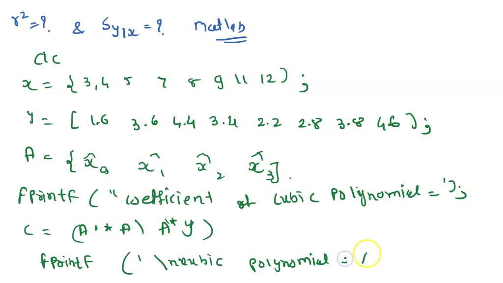 SOLVED: Problem 3:Polynomial Regression [1 pt] The following data is ...