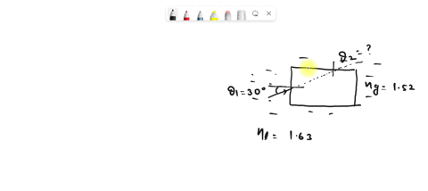 the-drawing-shows-a-rectangular-block-of-glass-n-152-surrounded-by-a-liquid-with-n-163-a-ray-of-light-is-incident-on-the-glass-at-point-a-with-a-3009-angle-of-incidence-at-what-angle-does-th-17244