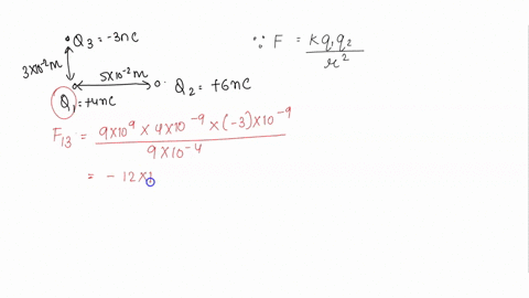 three-point-charges-are-located-at-the-corners-of-a-right-angled-triangle-find-the-magnitude-and-direction-of-the-net-force-in-the-4nc-charge-refer-to-the-figure-below-qs-3-nc-xl0-2-m-q2-6-n-79253