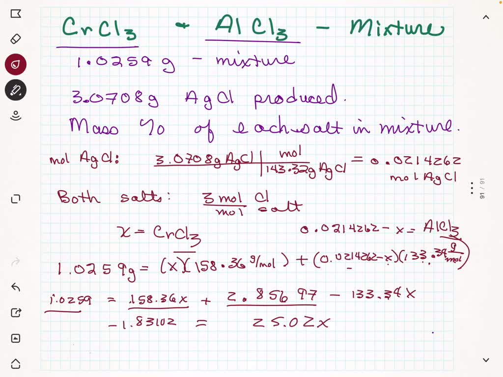 SOLVED A mixture consisting of only sodium chloride (NaCl) and