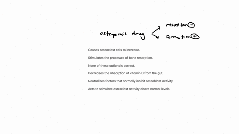 question-56-1-point-saved-consider-a-new-drug-for-the-treatment-of-osteoporosis-select-the-most-likely-mechanism-of-action-for-this-medication-from-the-list-below-causes-osteoclast-cells-to-increase-2