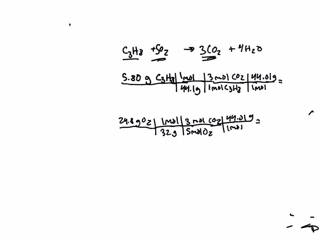 SOLVED: For the following reaction, 0.516 moles of propane () are mixed ...