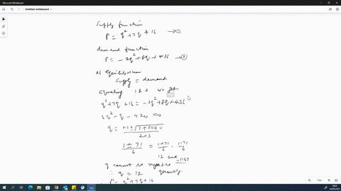 if-the-supply-function-for-a-commodity-is-p-q2-7q-16-and-the-demand-function-is-p-2q2-8q-436-find-the-equilibrium-quantity-and-equilibrium-price-equilibrium-quantity-equilibrium-price-61783