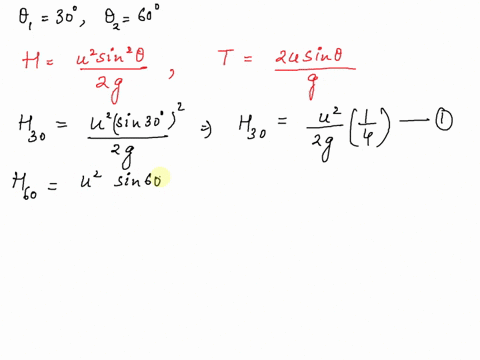 4-two-projectiles-are-launched-with-the-same-initial-speed-from-the-same-location-one-at-30-angle-and-the-other-at-a-608-angle-with-the-horizontal-they-land-at-the-same-height-at-which-they-28514
