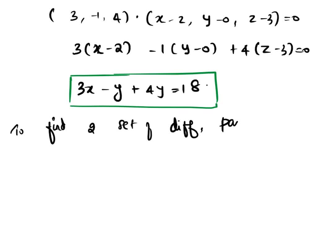 SOLVED: Let P be the plane through the point (2, 0, 3) that is ...