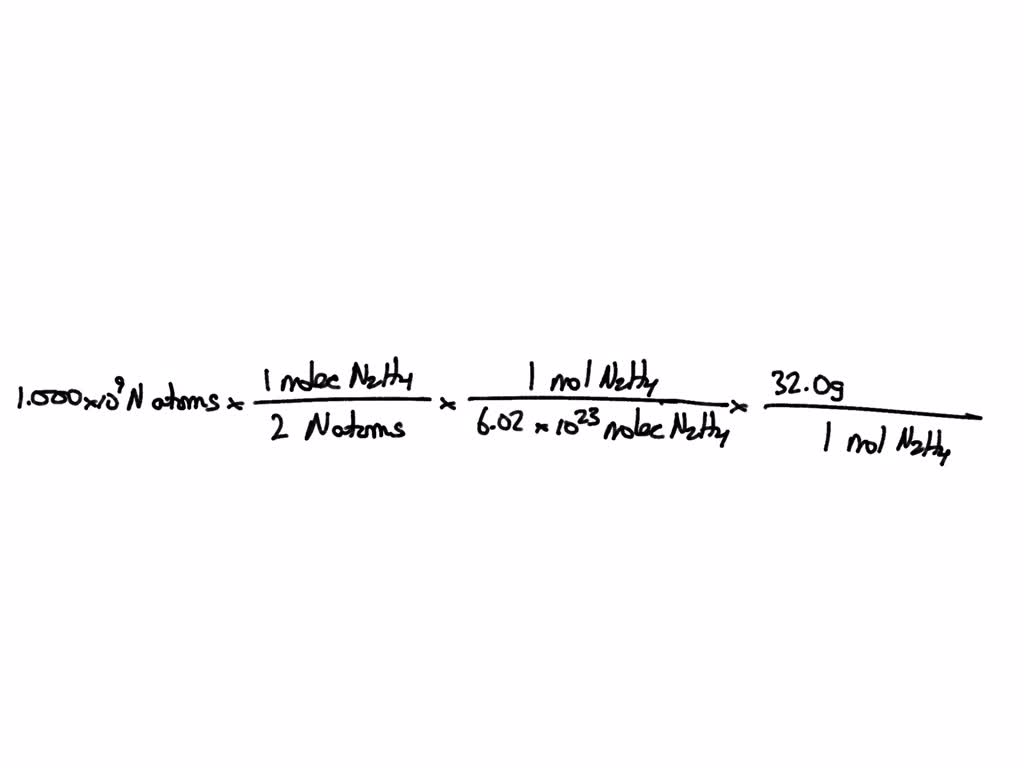 calculate the mass of hydrazine that contains a billion nitrogen atoms