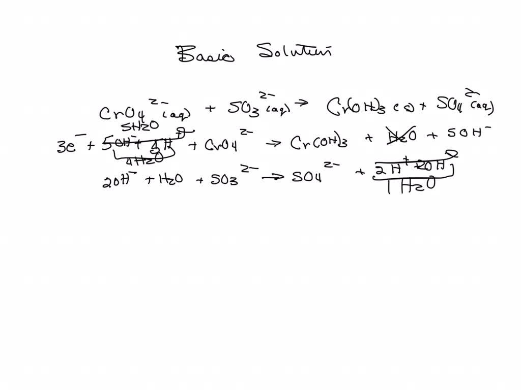 SOLVED Balance the following redox reaction in basic solution