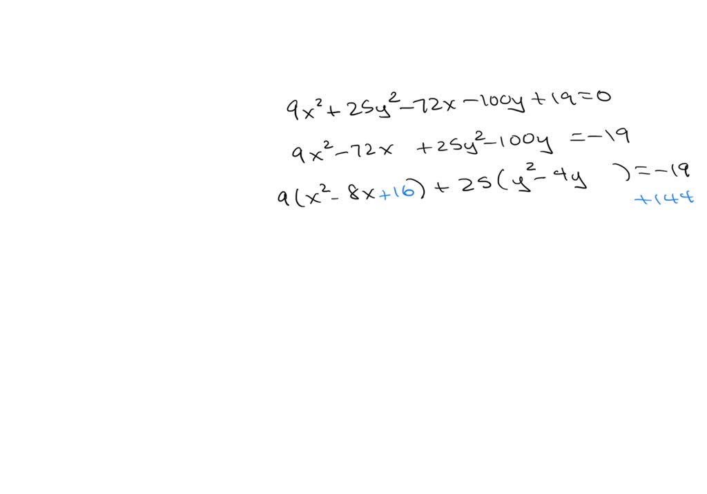 SOLVED: Given the following equation of a conic section: 9x2 + 25y2 72x ...