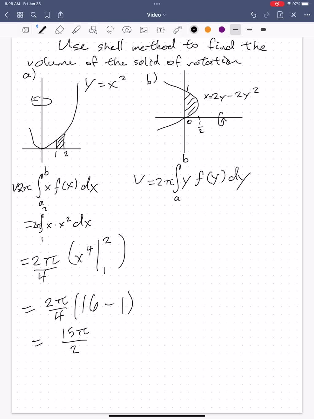 SOLVED: Exercise 3: Using Cylindrical Shells to Find Volume 1. Use ...