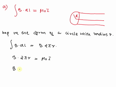 a-long-straight-cylindrical-wire-conductor-of-radius-r-carries-current-i-of-uniform-current-density-in-the-conductor-determine-the-magnetie-field-due-to-this-current-at-points-outside-the-co-50179