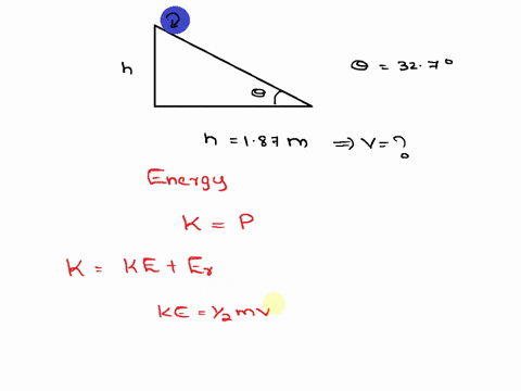 a-ball-of-mass-m-and-radius-r-starts-from-rest-at-a-height-of-h-187-m-and-rolls-down-a-327-slope-as-shown-in-the-figure-what-is-the-linear-speed-of-the-ball-when-it-leaves-the-incline-assume-51505