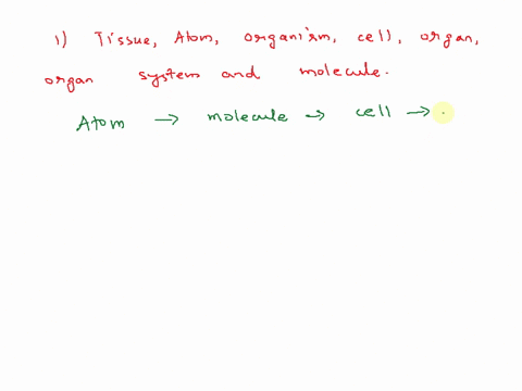 1-organize-tissue-atom-organism-cell-organ-organ-system-and-molecule-from-simple-to-complex-2-list-the-hierarchy-of-classification-of-living-things-from-the-most-inclusive-to-the-least-inclu-19975