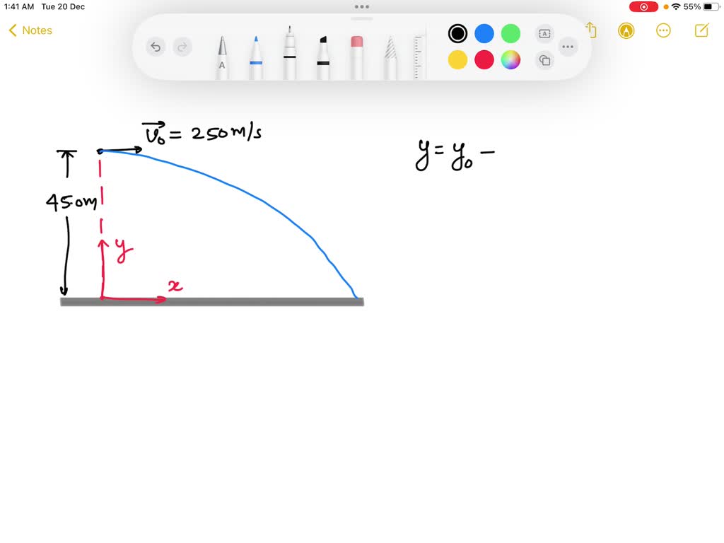 solved-a-projectile-is-fired-horizontally-from-a-gun-that-is-45-0-m