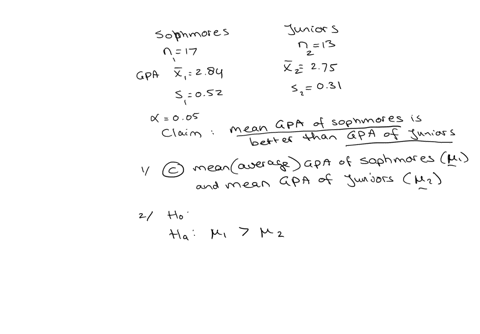 independent-random-samples-of-17-sophomores-and-13-juniors-attending-a-large-university-yield-the-following-data-on-grade-point-averages-sophomores-juniors-x-284-275-n-17-13-s-052-031-at-the-77626