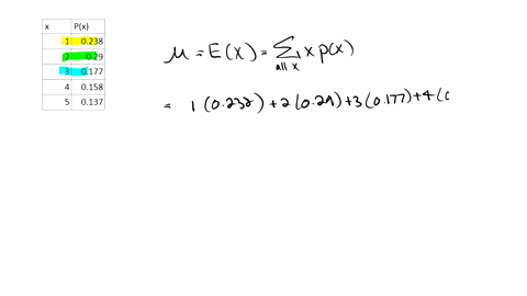52-problems-51-determine-the-mean-the-variance-and-the-standard-deviation-of-the-following-discrete-distribution-pg-238-290-177-158-137-39445