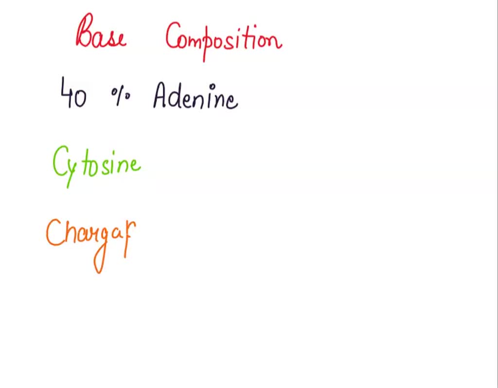 SOLVED: The base composition in DNA isolated from cow liver = cells is ...