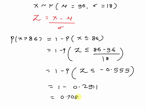 scores-on-a-certain-intelligence-test-for-children-between-ages-13-and-15-years-are-approximately-normally-distributed-with-mu-96-and-sigma-18-a-what-proportion-of-children-aged-13-to-15-yea-23085