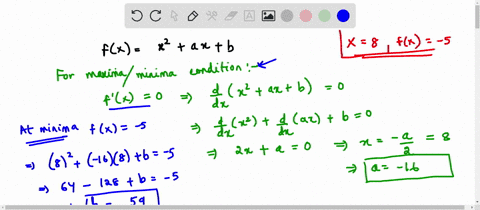 find-values-of-a-and-b-so-that-the-function-fx-x2axb-has-a-local-minimum-at-the-point-8-5-a-enter-your-answer-value-of-a-b-enter-your-answer-value-of-b-59676