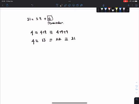 verify-that-31-is-congruent-to-22-46-is-congruent-to-28-and-31-x-46-is-congruent-to-22-x-28-mod-9-by-finding-the-common-remainders-when-these-pairs-of-numbers-are-divided-by-9-84322