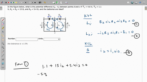 in-the-figure-below-what-is-the-potential-difference-vd-vc-between-points-d-and-c-if-1-46-v-92-11-v-r1-r2-15-9-and-r3-54-9-and-the-batteries-are-ideal-81-82-rg-ra-number-units-the-tolerance-33068