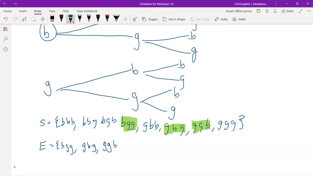 SOLVED A family has three children. Using "b" to stand for boy and "g