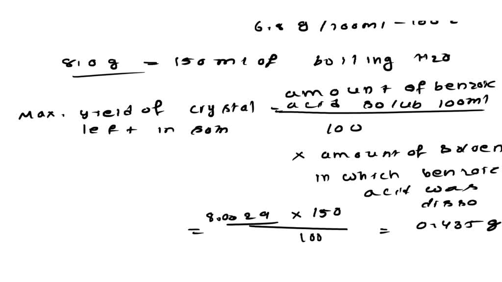 SOLVED The solubility of benzoic acid in water is 0.29g/100mL at 20Â°C