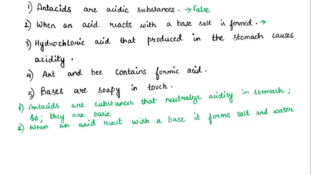 SOLVED True or False Type Questions 1. Antacids are acidic