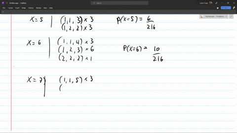 three-dice-are-rolled-by-assuming-that-each-of-the-63216-possible-outcomes-is-equally-likely-find-th-28636