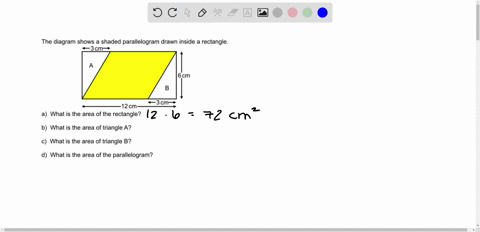 the-diagram-below-shows-a-shaded-parallelogram-drawn-inside-a-rectangle-the-diagram-shows-a-shaded-parallelogram-drawn-inside-a-rectangle-3cm-6-cm-3cm-12cm-a-what-is-the-area-of-the-rectangl-29906