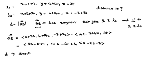find-the-distance-between-the-skew-lines-with-the-given-parametric-equations-x-1-t-y-3-6t-z-2t-x-2-2s-y-6-14s-z-3-5s-54983
