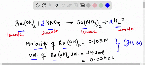 the-molarity-of-an-aqueous-solution-of-nitric-acid-hno3-is-determined-by-titration-with-a-0103-m-barium-hydroxide-baoh2-solution-if-342-ml-of-barium-hydroxide-are-required-to-neutralize-247-30415