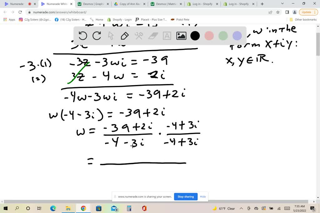 SOLVED: In Questions 1–3, let v= 5 + 3i. For each Gaussian integer w ...