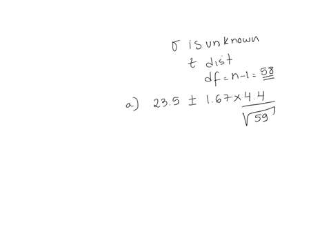 a-simple-random-sample-with-n-59-provided-a-sample-mean-of-235-and-a-sample-standard-deviation-of-44-round-your-answers-to-one-decimal-place-adevelop-a-90-confidence-interval-for-the-populat-88327