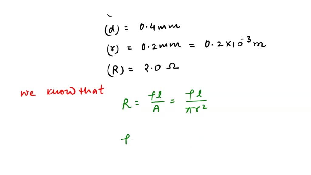 SOLVED Calculate the resistivity of the material of a wire 1.0m long