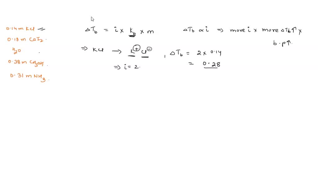 SOLVED Texts Arrange the boiling points of the aqueous solutions, relative to pure water