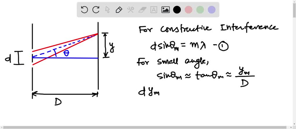 SOLVED: help Light of wavelength 720 nm falls on two slits and produces ...